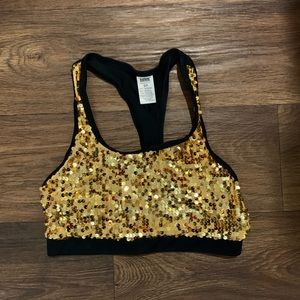 Sparkly CU boulder sports bra